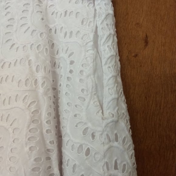 FABRIZIO LENZI EYELET WHITE LACE LINED  WRAP SKIRT SPORTY ATHLETIC CASUAL - Picture 14 of 16
